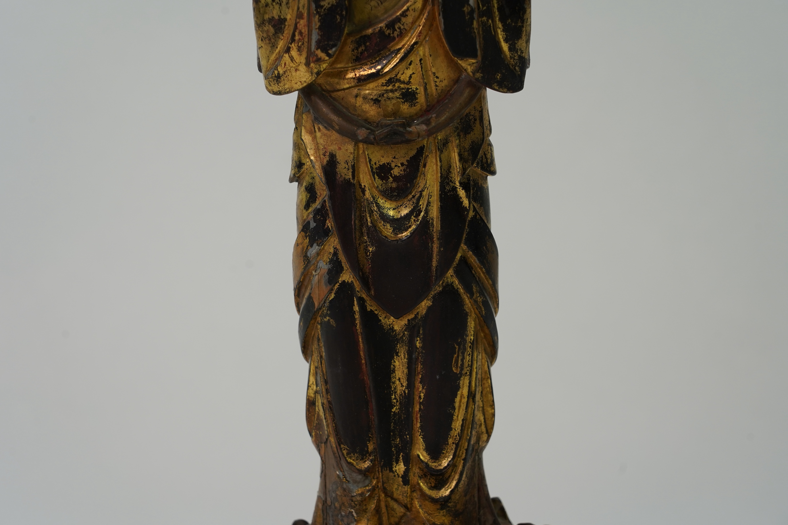 A tall Japanese giltwood standing figure of Kannon, 19th century